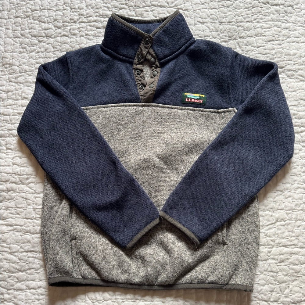 L.L. Bean Blue and Gray Pullover Sweater Fleece- youth small (8)